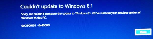 Windows 8.1 update failed
