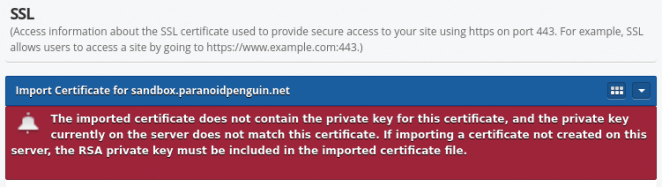BlueOnyx - Certificate import error