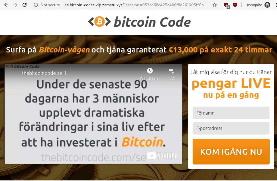 A fake Bitcoin Code website