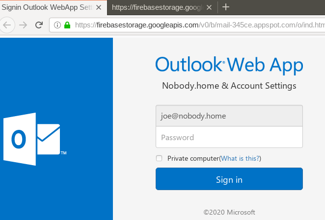 Outlook.com phishing scam