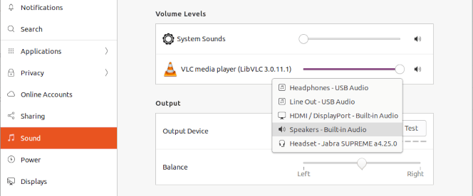 Ubuntu sound settings