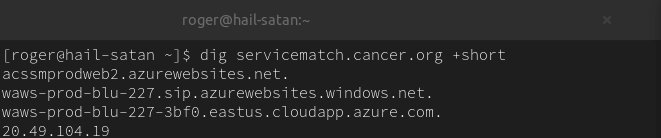 DNS CNAME answer for servicematch.cancer.org